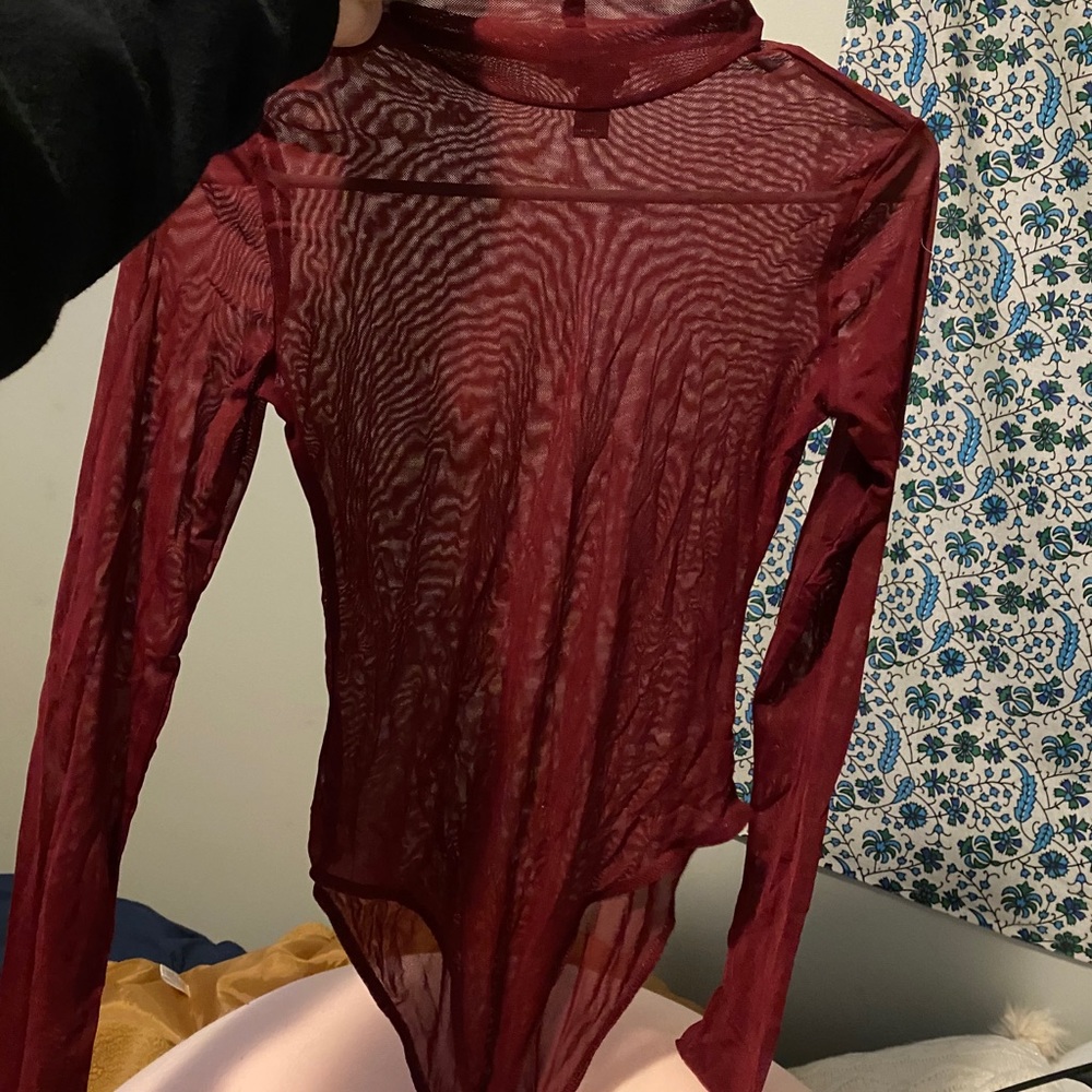 Red mesh bodysuit